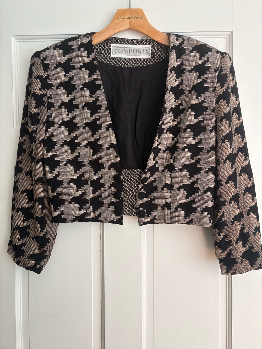 Vintage COMPONIX Black Tan Cropped Blazer 6